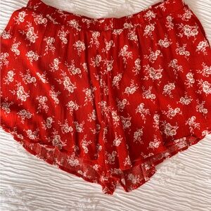 Red Floral Shorts